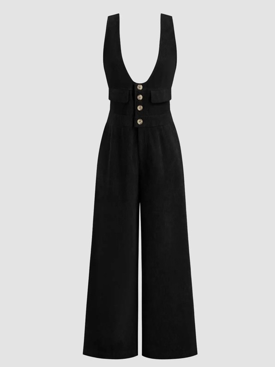 Cider Pants - XS Cider Black Corduroy Jumpsuit